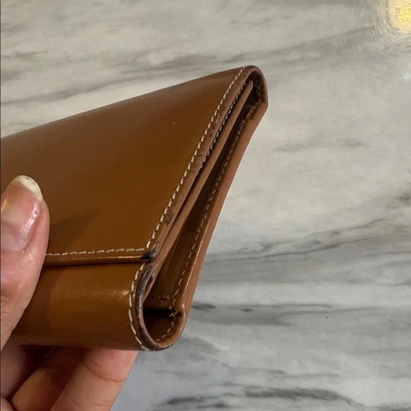 Dooney & Bourke VTG Tan Brown Cognac Leather Trifold Checkbook Card Wallet - Picture 10 of 10